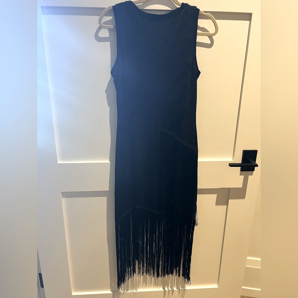 Gorgeous black midi tassle dress